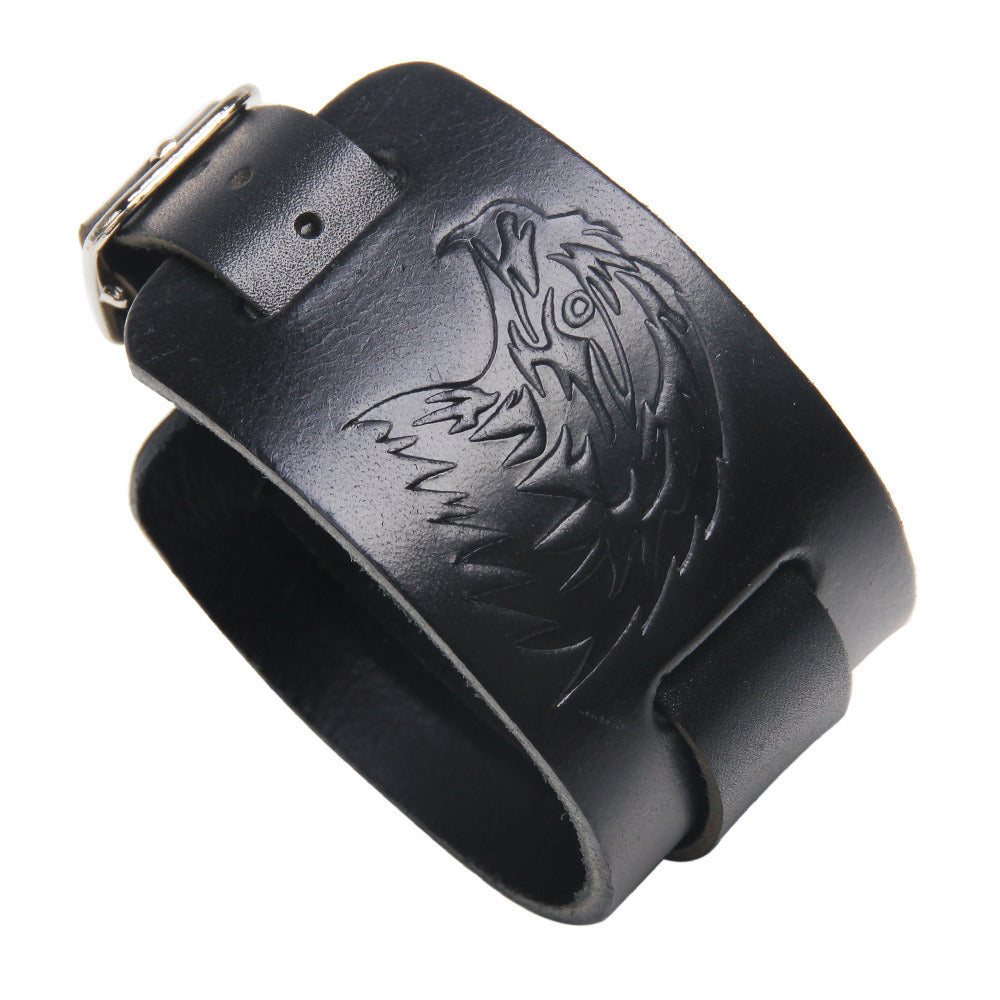 Eagle Animal Shape Vintage Bracelet Men's Real Cowhide Ornament