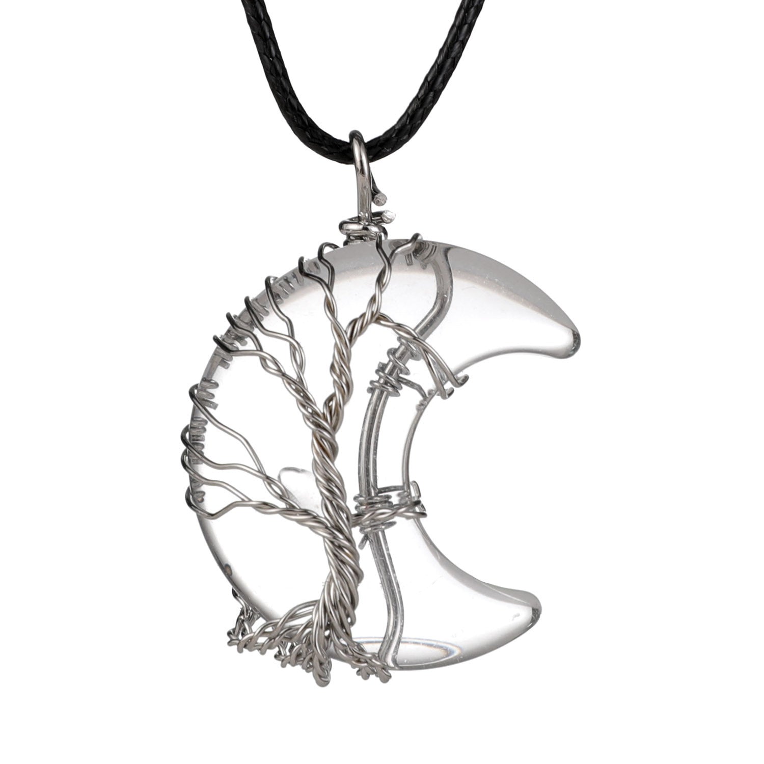 Moon Lucky Tree Natural Stone Pendant Necklace