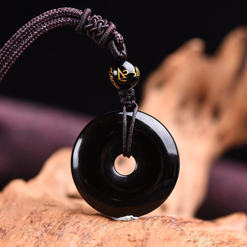 Black Ice Colorful Gold Obsidian Safety Buckle Pendant