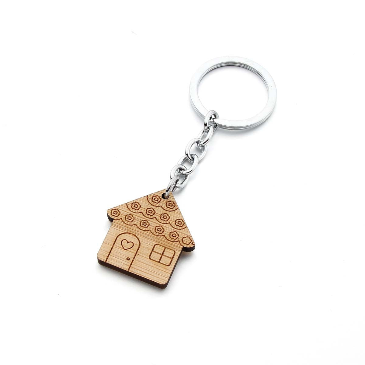 Home House Wooden Key Chain