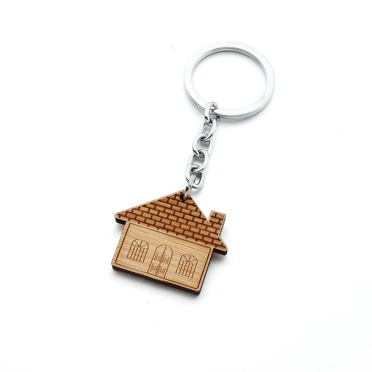 Home House Wooden Key Chain