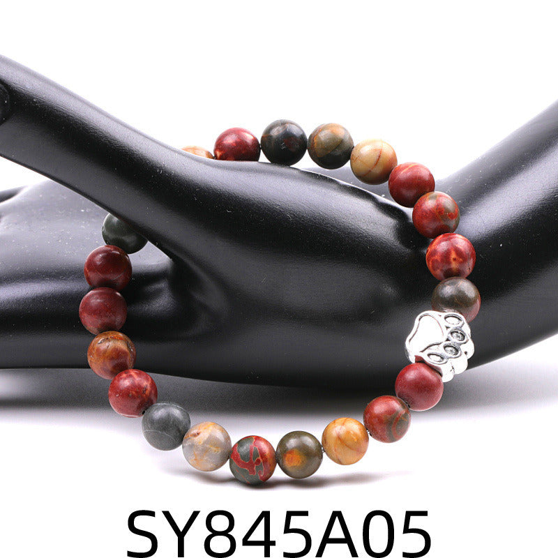 Dog's Paw Tarnish Alloy Picasso Stripe Agate Bracelet