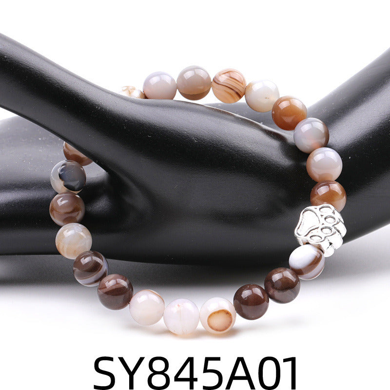 Dog's Paw Tarnish Alloy Picasso Stripe Agate Bracelet