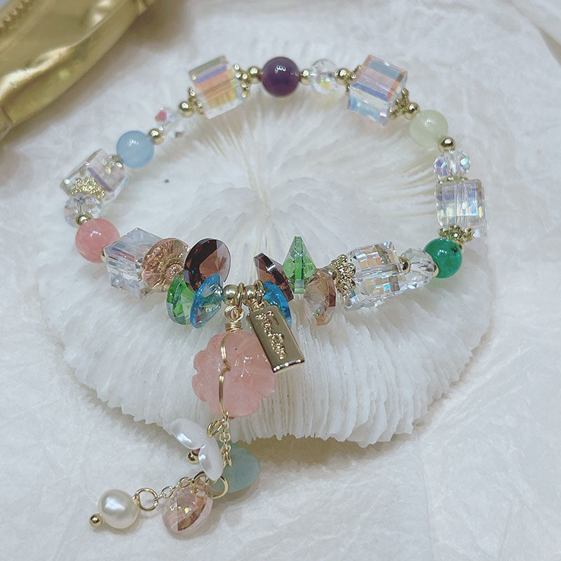 Spring And Summer Super Fairy Flower Fairy Crystal Bracelet Female