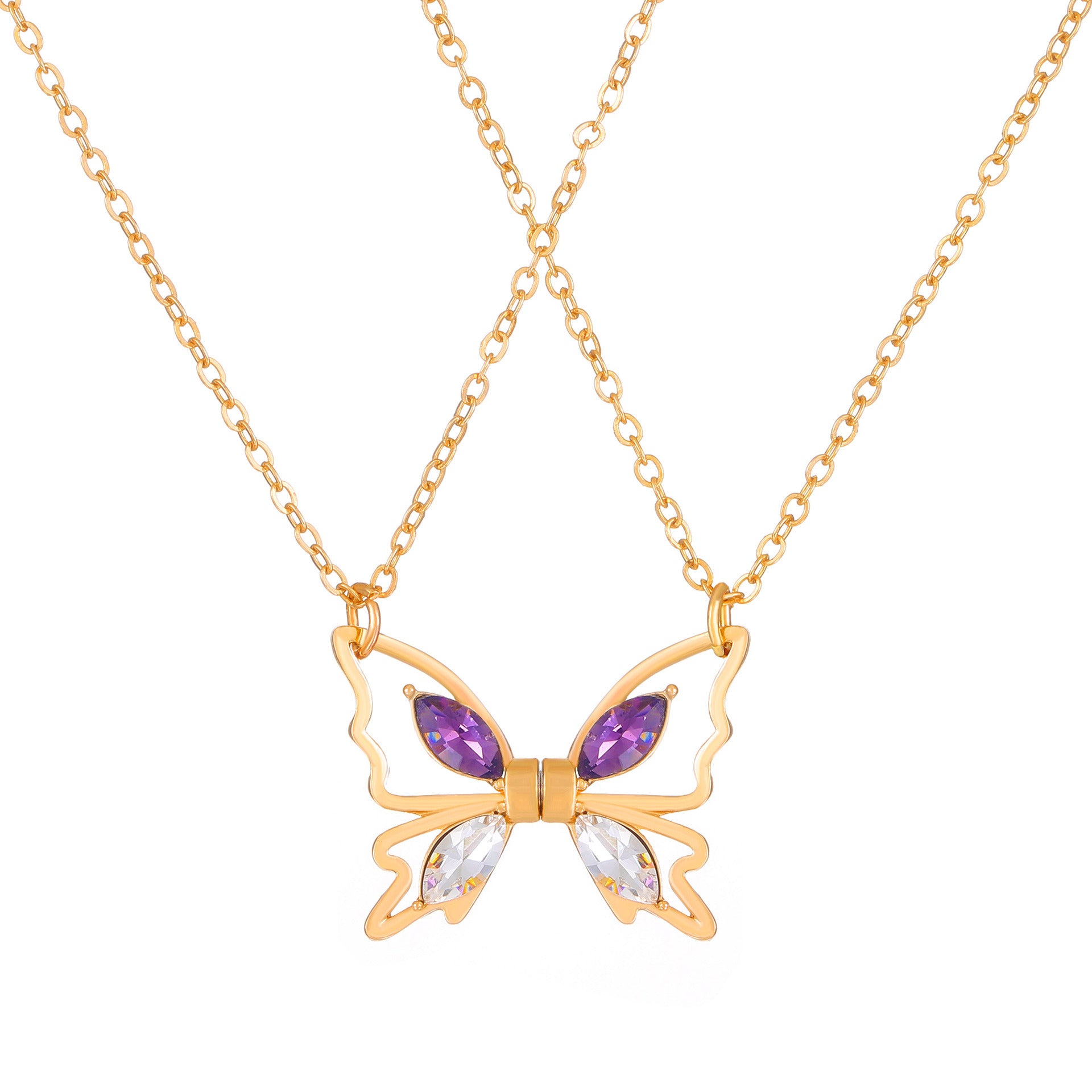 Zircon Set Butterfly Lover Necklace