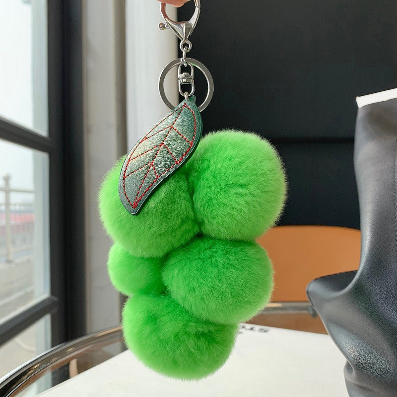 Creative Fruit Hairball Grape String Key Chain