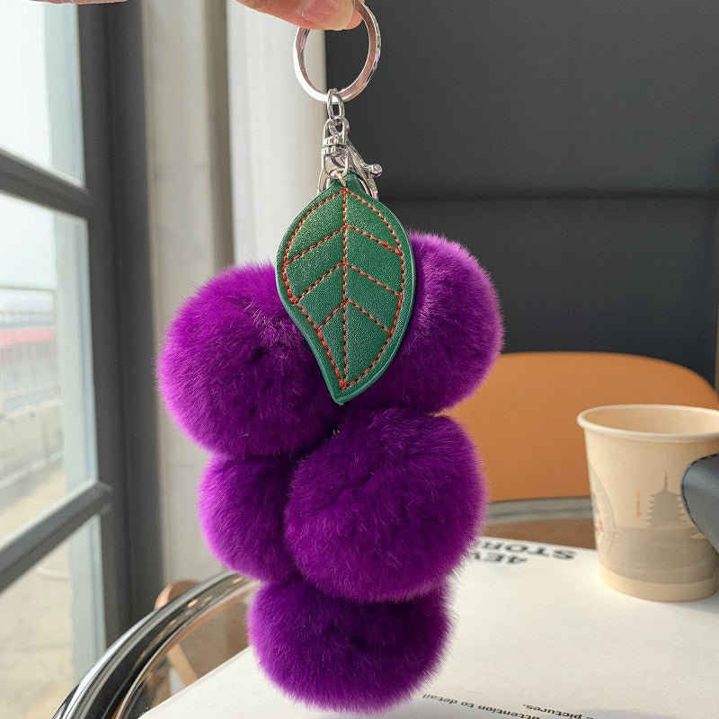 Creative Fruit Hairball Grape String Key Chain