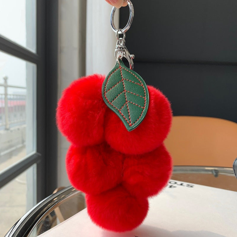 Creative Fruit Hairball Grape String Key Chain