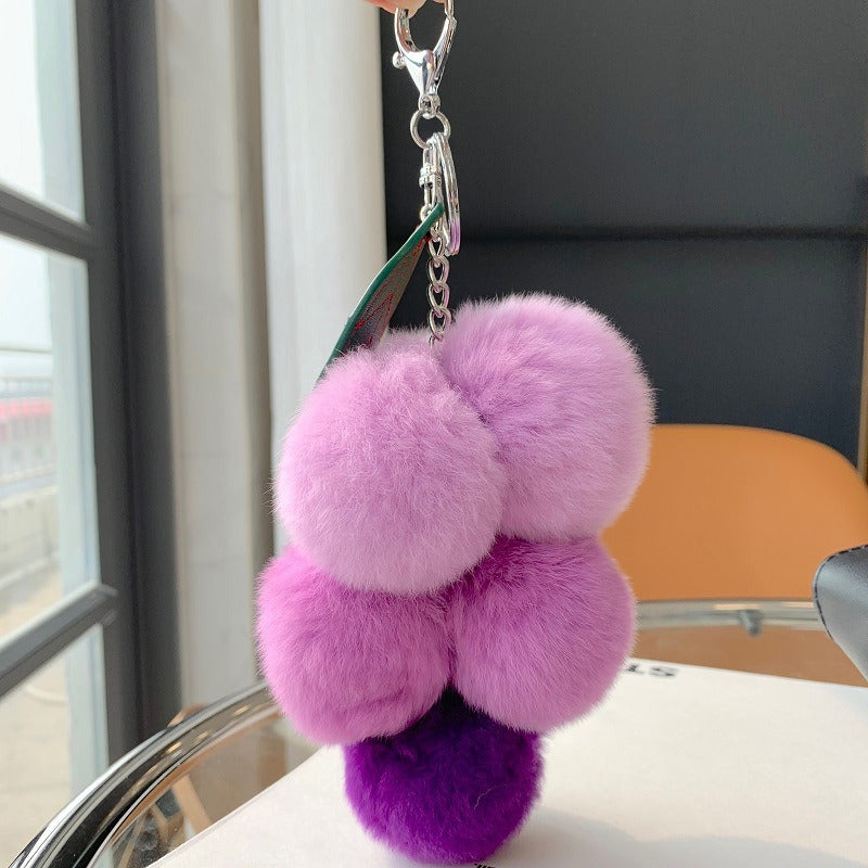 Creative Fruit Hairball Grape String Key Chain