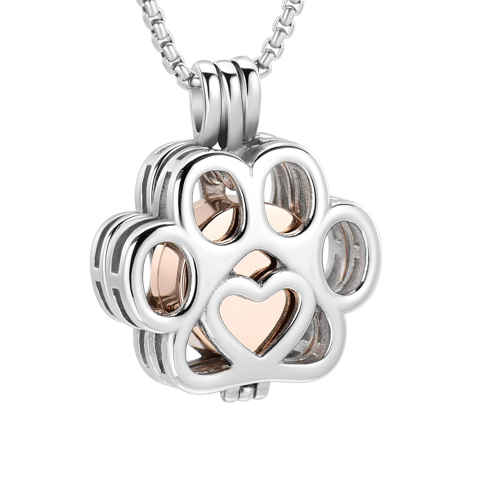 Stainless Steel Hollow Urn Pendant Memorial Necklace