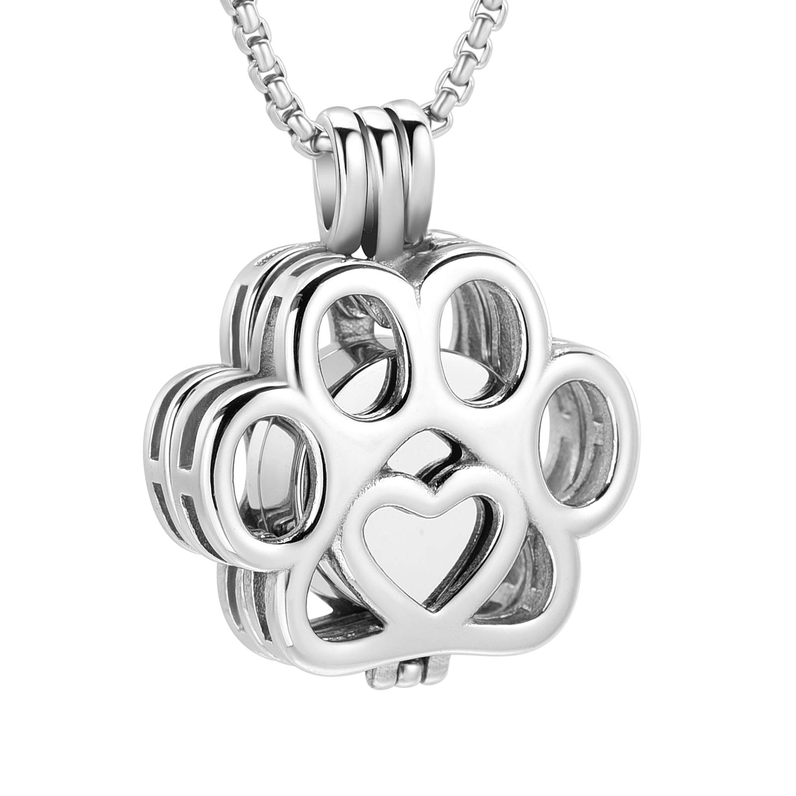 Stainless Steel Hollow Urn Pendant Memorial Necklace