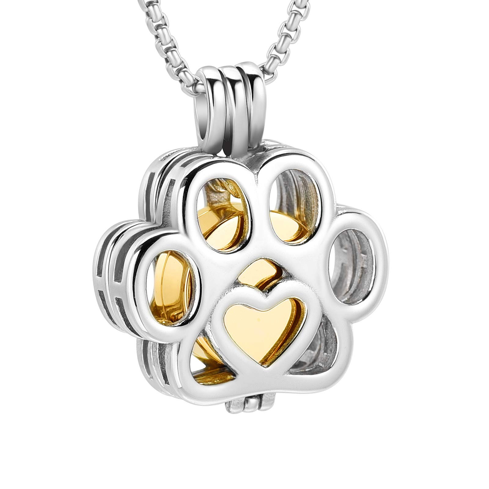 Stainless Steel Hollow Urn Pendant Memorial Necklace