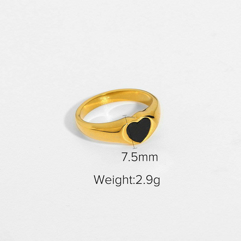 Women's Black Heart-shaped Ring