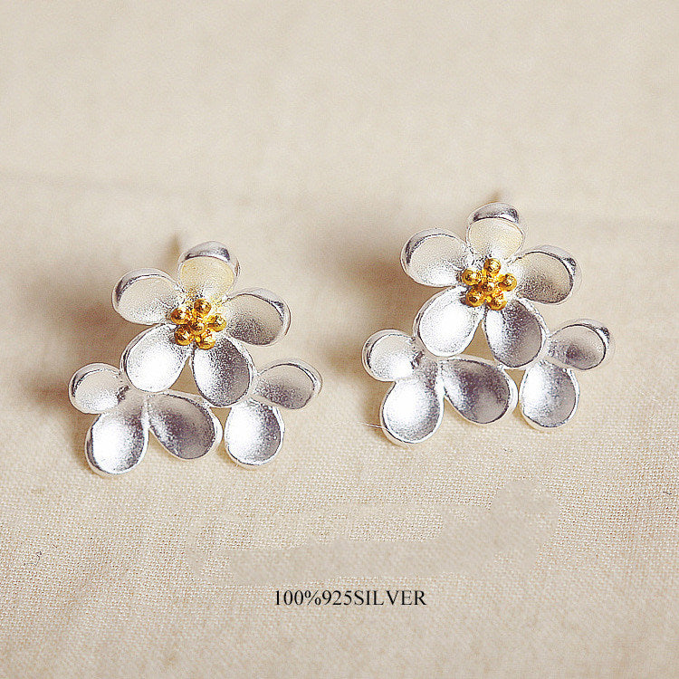 S925 Sterling Silver Little Daisy Flower Stud Earrings