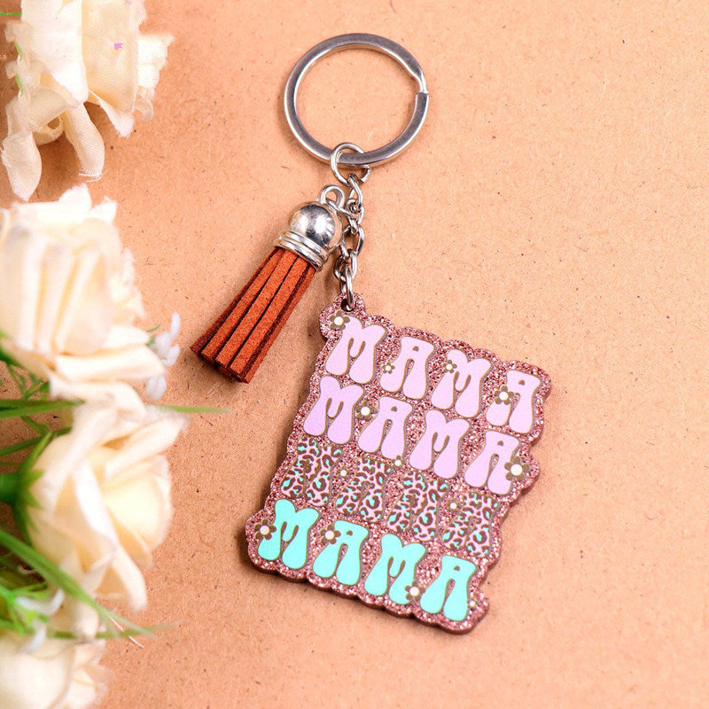 Keychain Mother's Day Gift Glitter Floral Acrylic