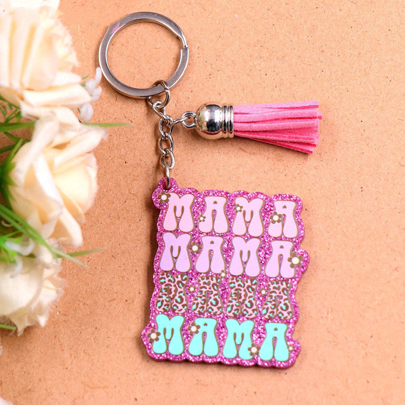 Keychain Mother's Day Gift Glitter Floral Acrylic