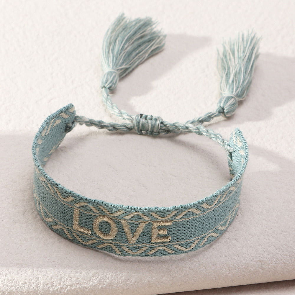 French Alphabet Embroidered Bracelet J'adore Wrist