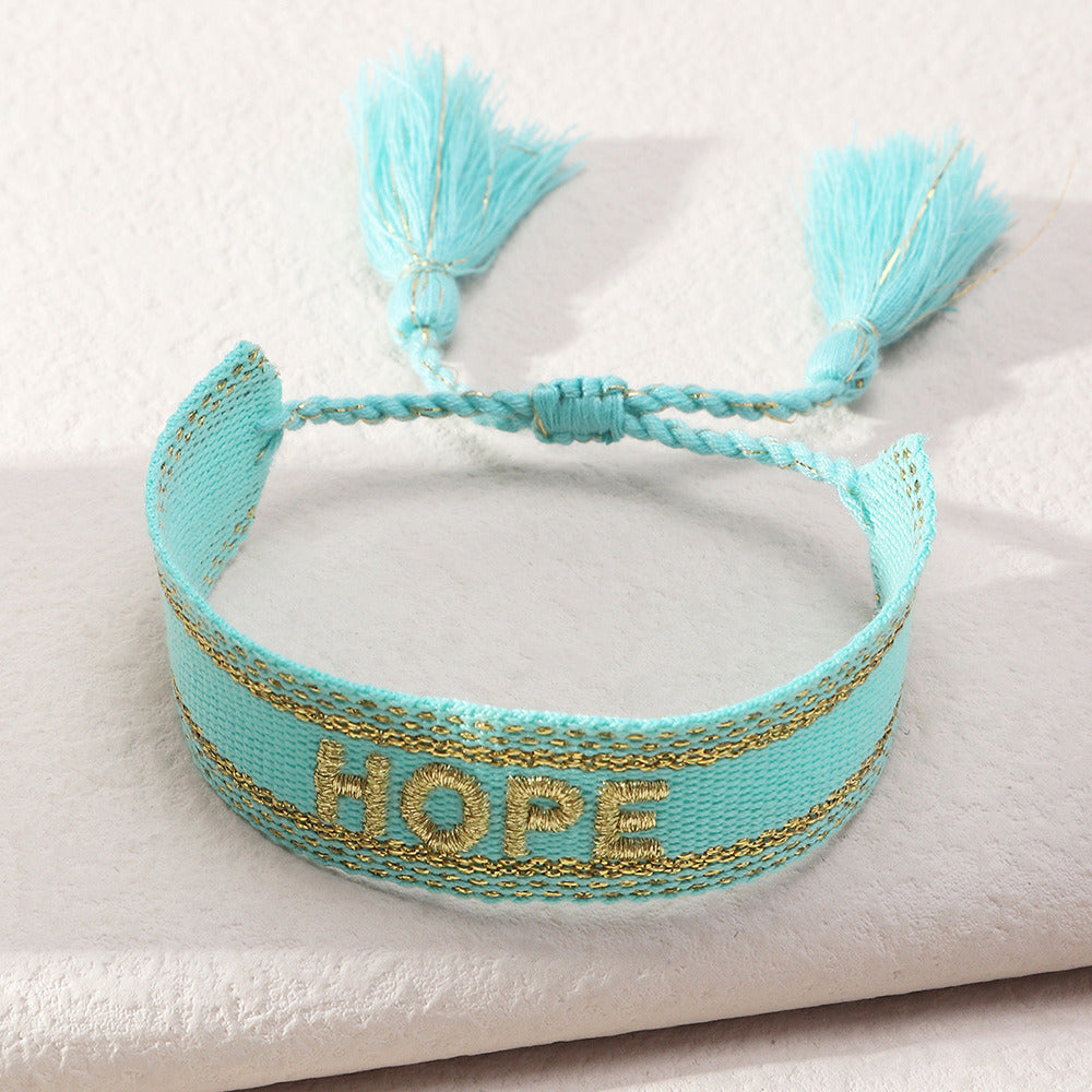 French Alphabet Embroidered Bracelet J'adore Wrist