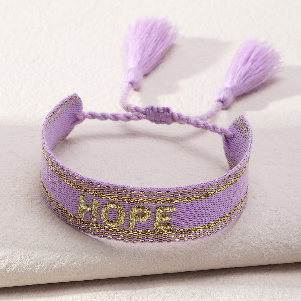 French Alphabet Embroidered Bracelet J'adore Wrist