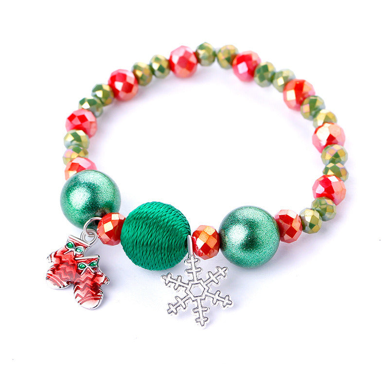 Christmas Snowflake Candy Bead Bracelet