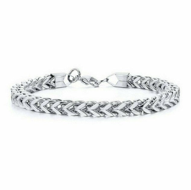 Titanium Steel Double Row Stainless Steel Hip Hop Style Titanium Steel Bracelet