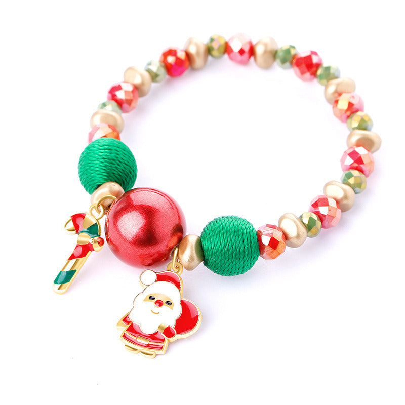 Christmas Snowflake Candy Bead Bracelet