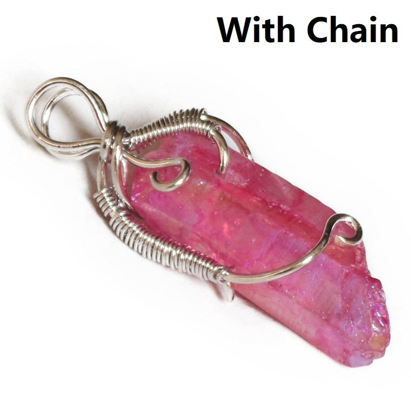 Creative Products Handmade Winding Natural Crystal Column Rough Stone Pendant