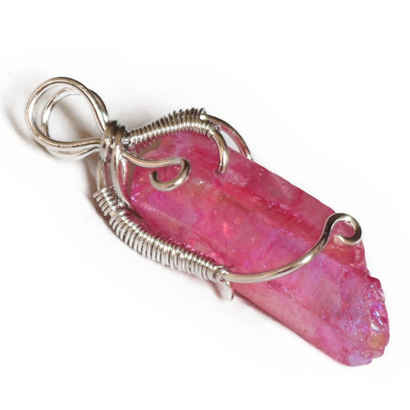 Creative Products Handmade Winding Natural Crystal Column Rough Stone Pendant