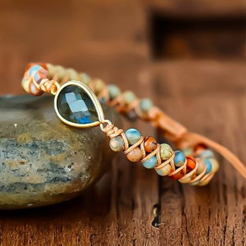 Adjustable Natural Shoushan Stone Woven Bracelet