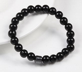 8mm Beaded Agate Haematite Stretch Bracelet