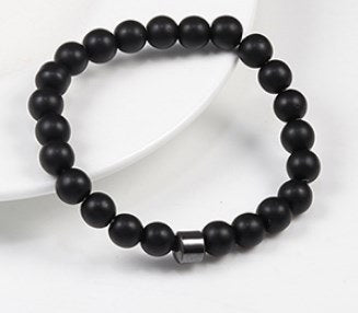 8mm Beaded Agate Haematite Stretch Bracelet