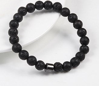 8mm Beaded Agate Haematite Stretch Bracelet