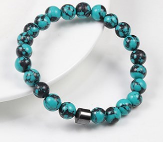 8mm Beaded Agate Haematite Stretch Bracelet