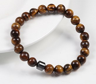 8mm Beaded Agate Haematite Stretch Bracelet