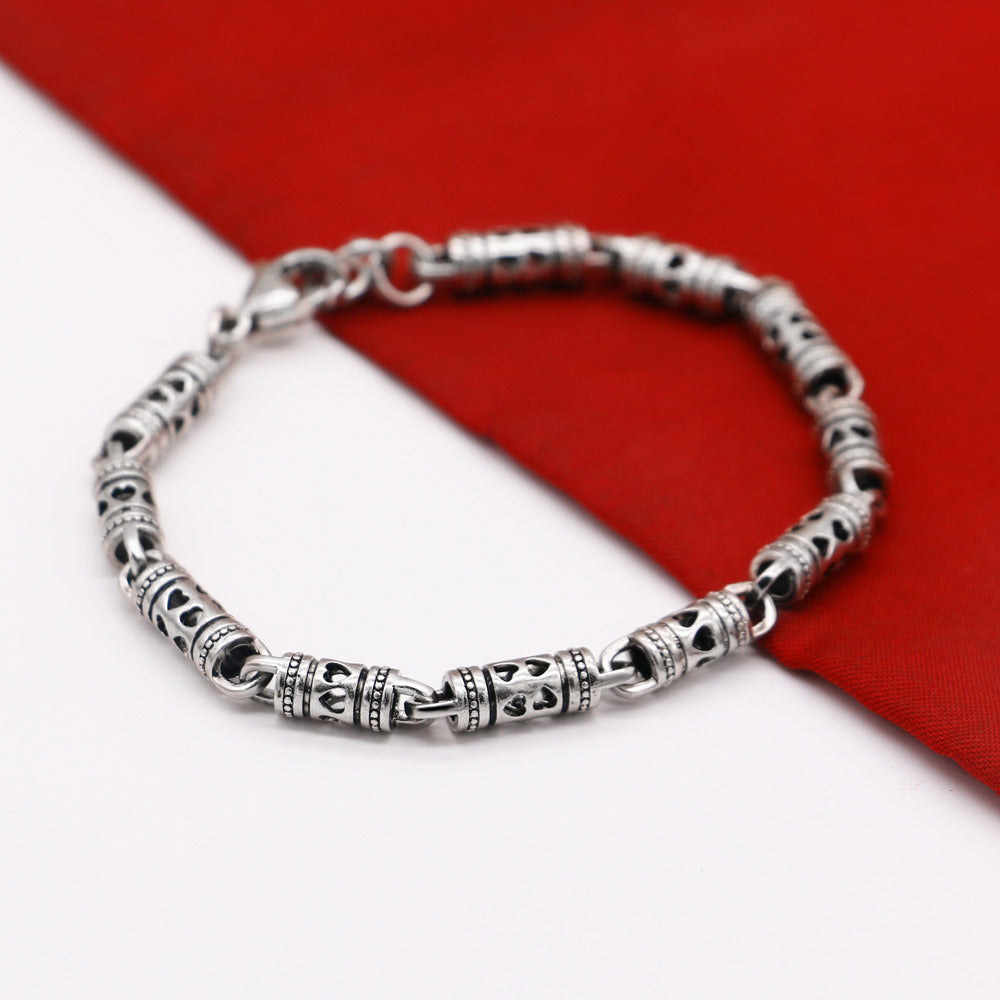 Men Antique Hollow Thai Silver Bracelet