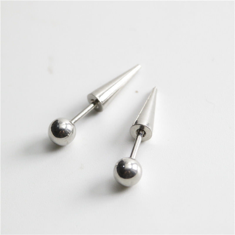 Personality Punk Street Titanium Steel Pointed Cone Fake Auricle Ear Studs