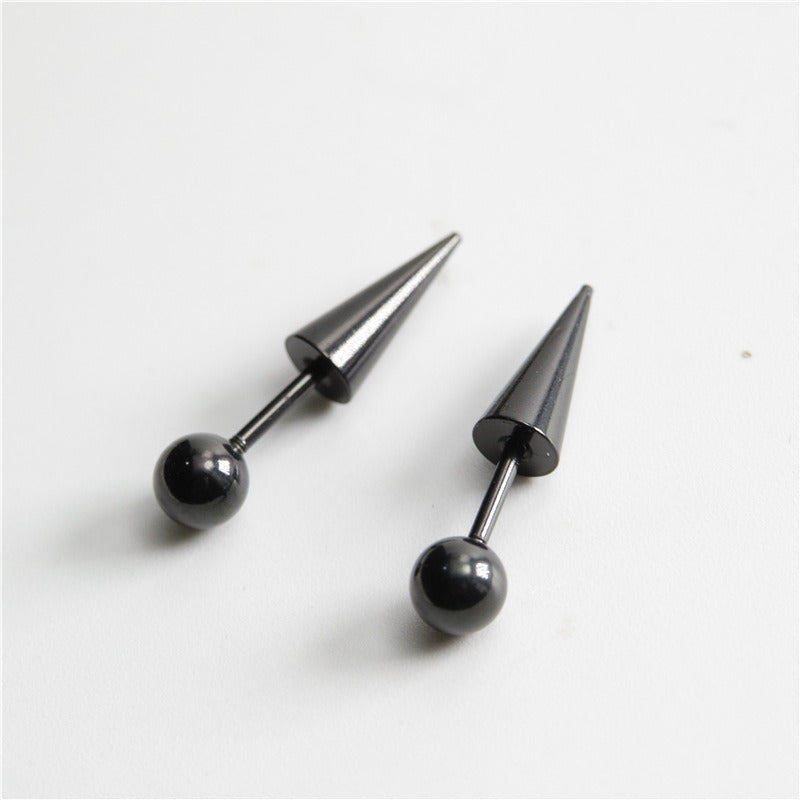 Personality Punk Street Titanium Steel Pointed Cone Fake Auricle Ear Studs