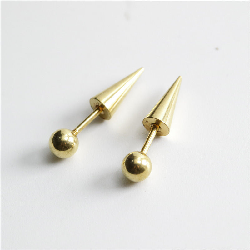 Personality Punk Street Titanium Steel Pointed Cone Fake Auricle Ear Studs