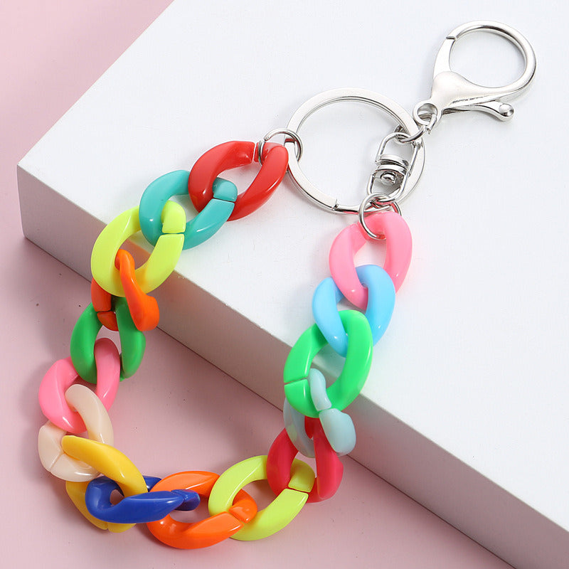 Color Acrylic Chain Clothing Keychain Pendant