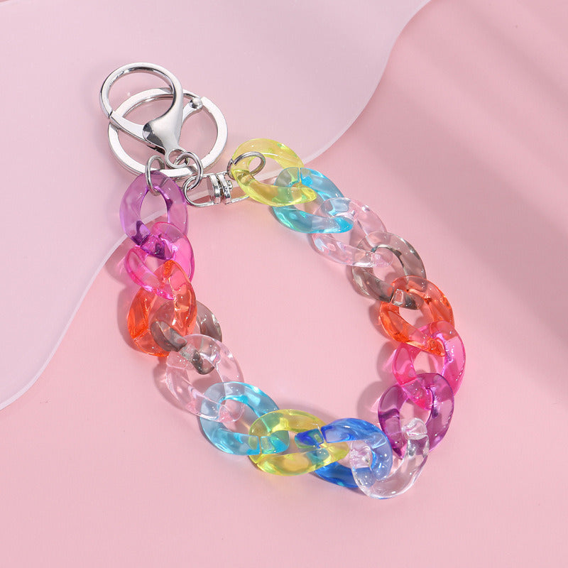 Color Acrylic Chain Clothing Keychain Pendant