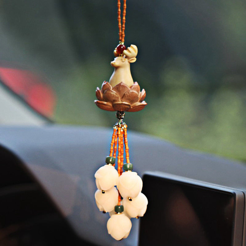 Car Hanging Bodhi Lotus Magnolia Flower Peach Wood Gourd Ornament