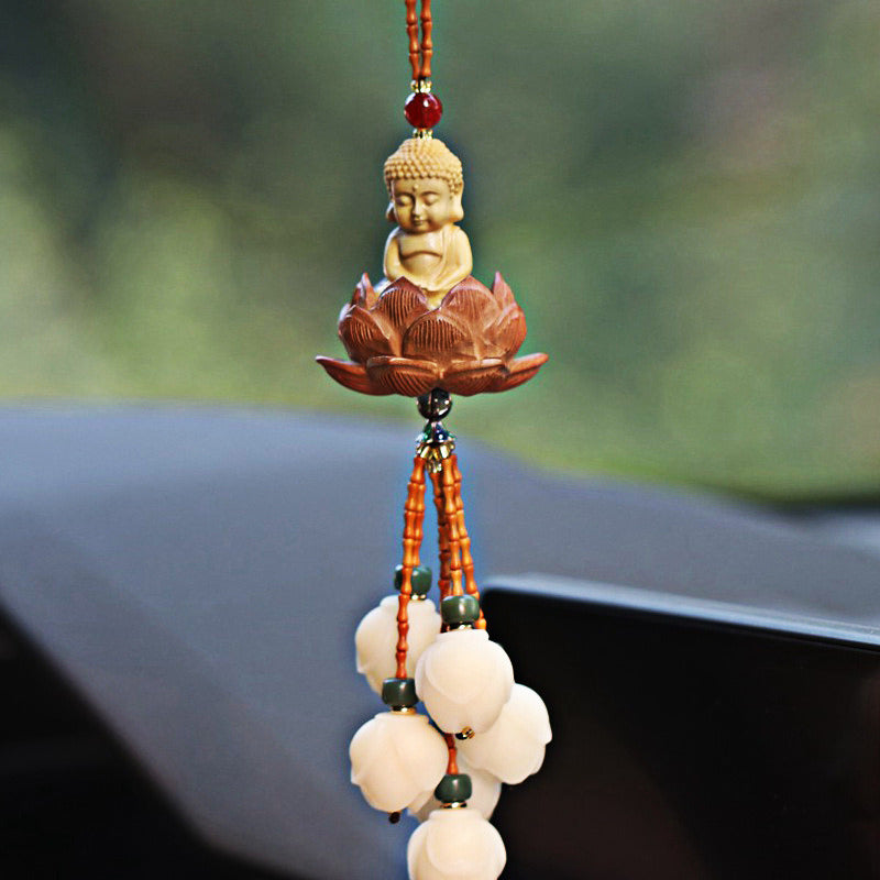 Car Hanging Bodhi Lotus Magnolia Flower Peach Wood Gourd Ornament