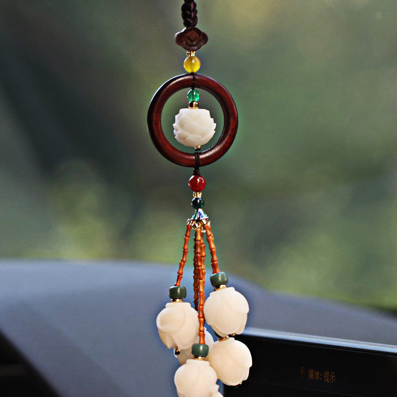 Car Hanging Bodhi Lotus Magnolia Flower Peach Wood Gourd Ornament