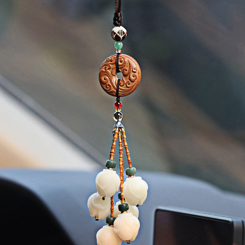 Car Hanging Bodhi Lotus Magnolia Flower Peach Wood Gourd Ornament