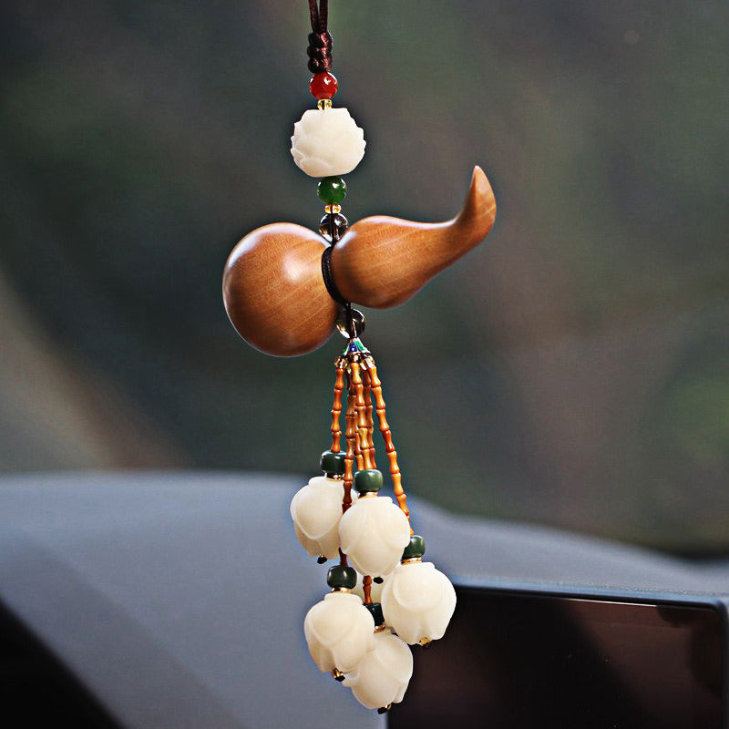 Car Hanging Bodhi Lotus Magnolia Flower Peach Wood Gourd Ornament