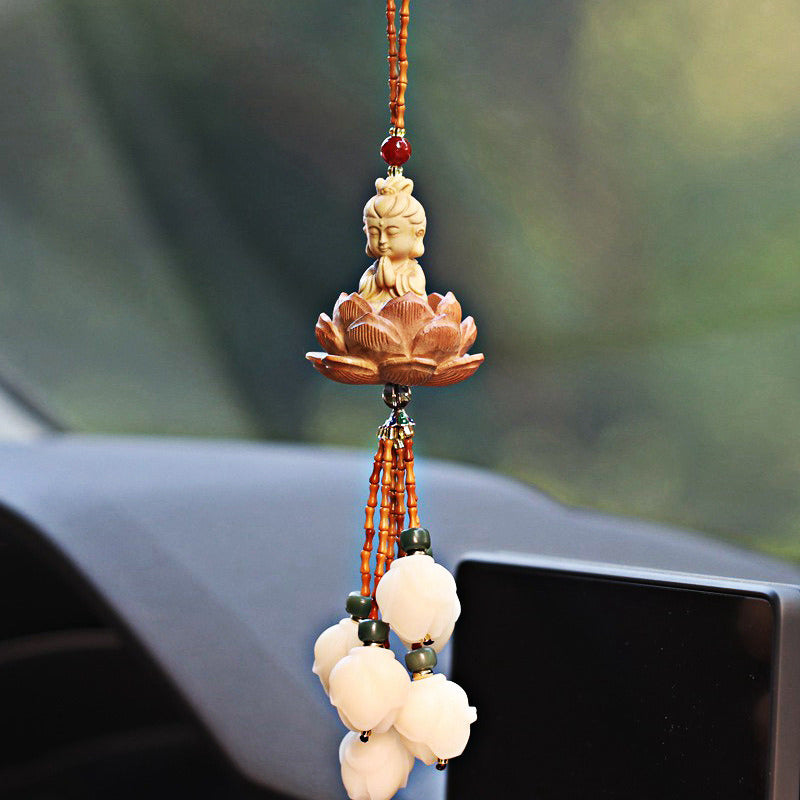 Car Hanging Bodhi Lotus Magnolia Flower Peach Wood Gourd Ornament