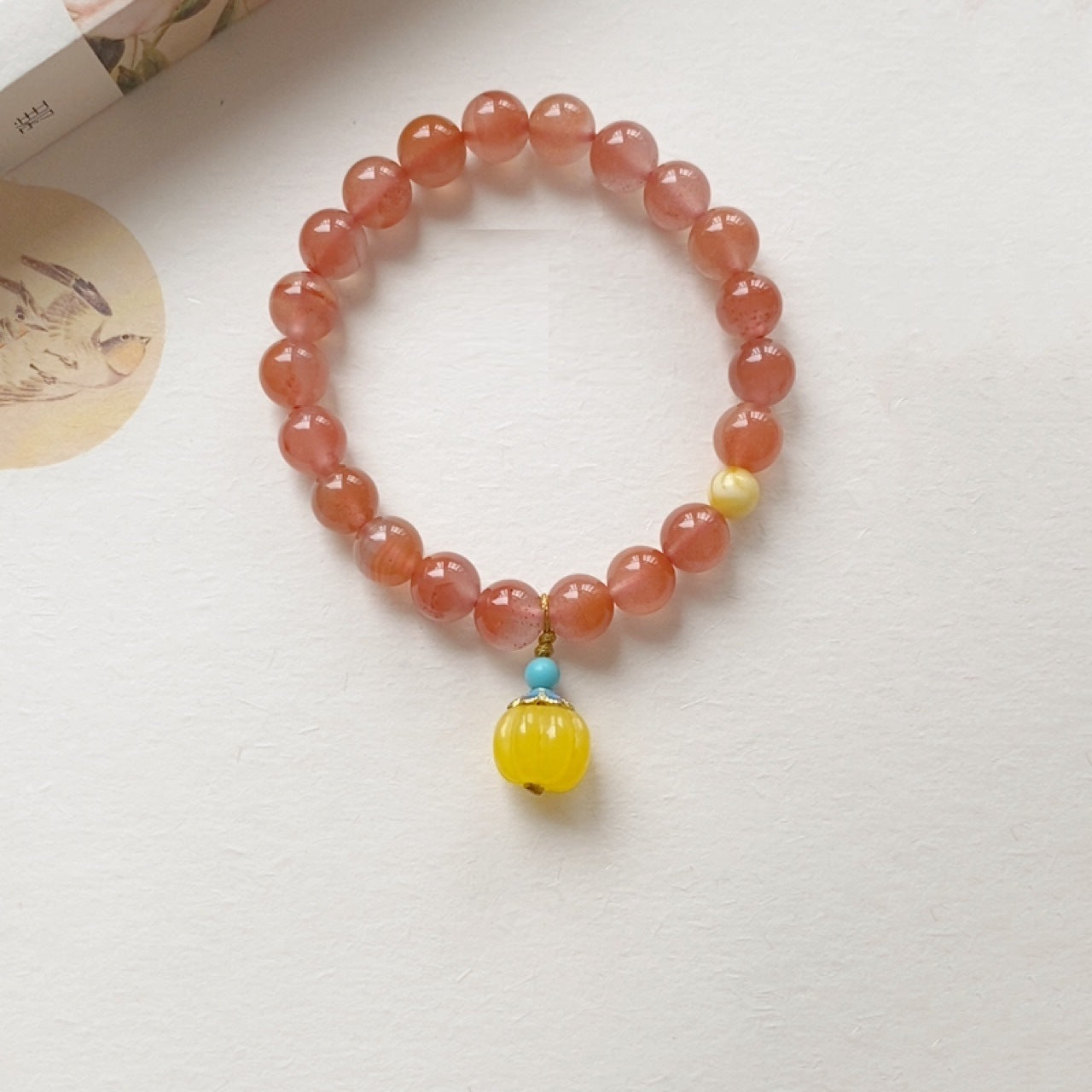 Natural South Red Liangshan Floating Flowers Cherry Red Bracelet