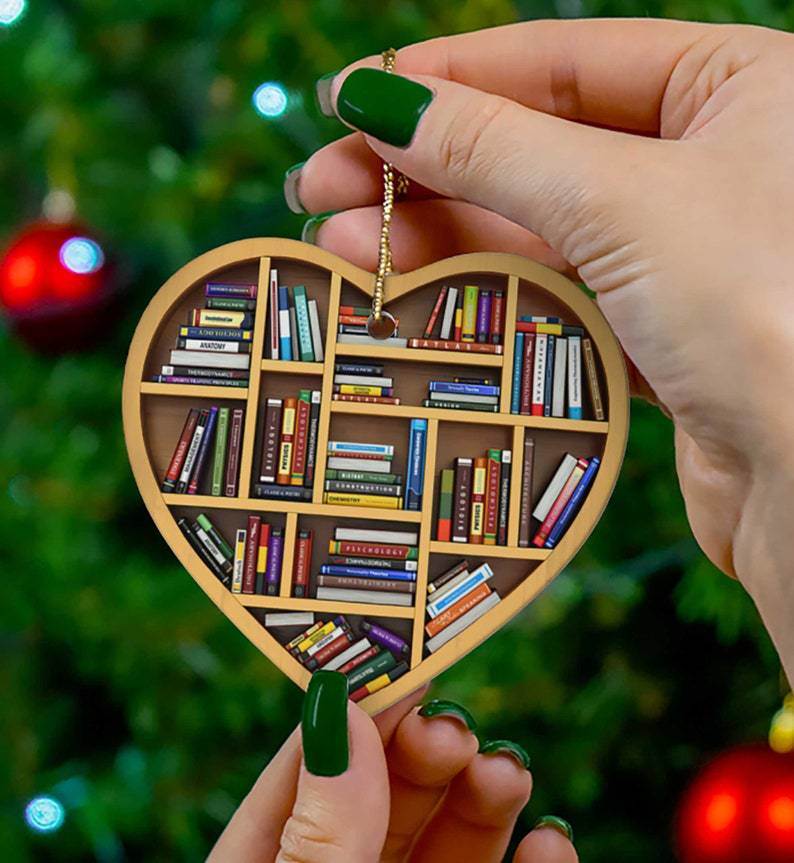 Book Lovers Heart Ornament Christmas Fashion