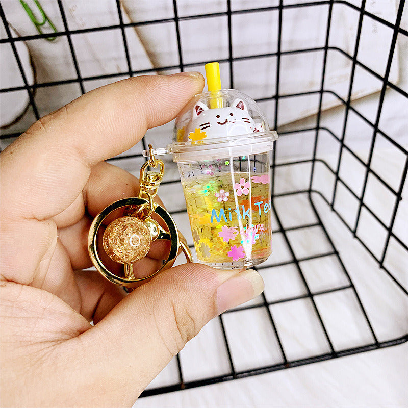 Cat Milk Tea Keychain Cute Girl