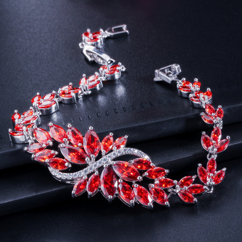 Ice Flowers European And American Elegant Zircon Bracelet Full Diamond Inlaid Ornament Multi-color